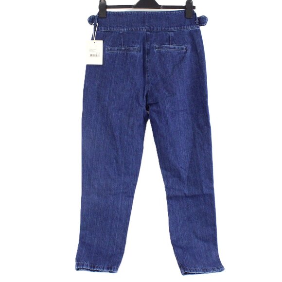NWT Sezane High Waisted Francky Pants with Belt Fastening in Blue US Size 6 - Picture 2 of 13